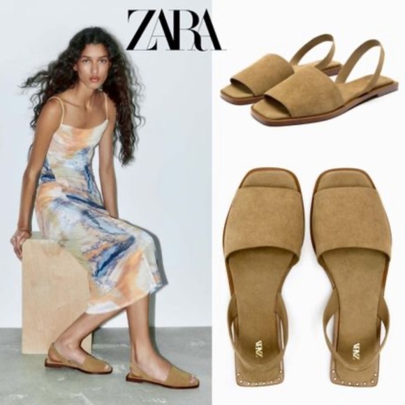 Zara Shoes - ZARA 2023 Flat Leather Sandals